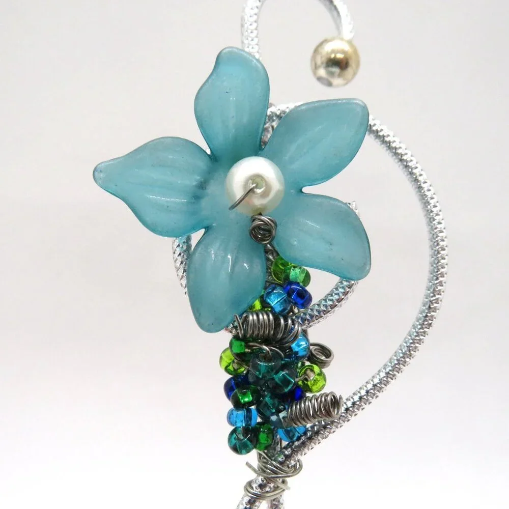 Blue Floral Brooch 3.5